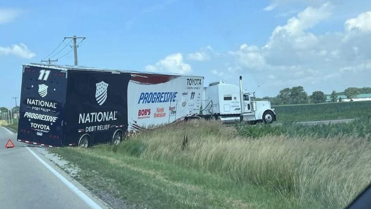 Denny Hamlin’s Hauler Involved in Minor Incident En Route to Chicagoland Speedway